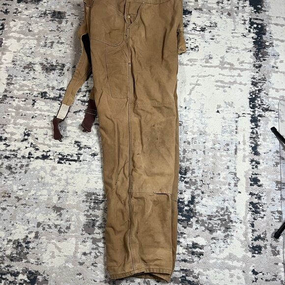 Vintage Carhartt Bib Carpenter Overalls Mens 46x34 Brown Duck Double Knee USA - Picture 8 of 16